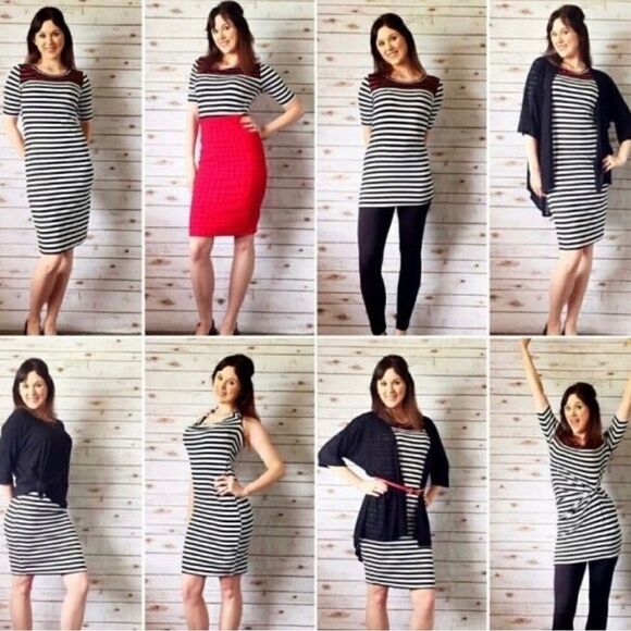 LuLaRoe Womens Medium Julia Mini Dress • High Neckline Bodycon Cutout Casualwear - Picture 13 of 13